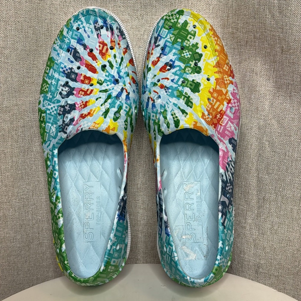 SPERRY TOPSIDER FLOAT BOAT SHOES RAINBOW GRAPHIC MENS SIZE 13 SLIP ON DECK SHOES - Picture 11 of 13